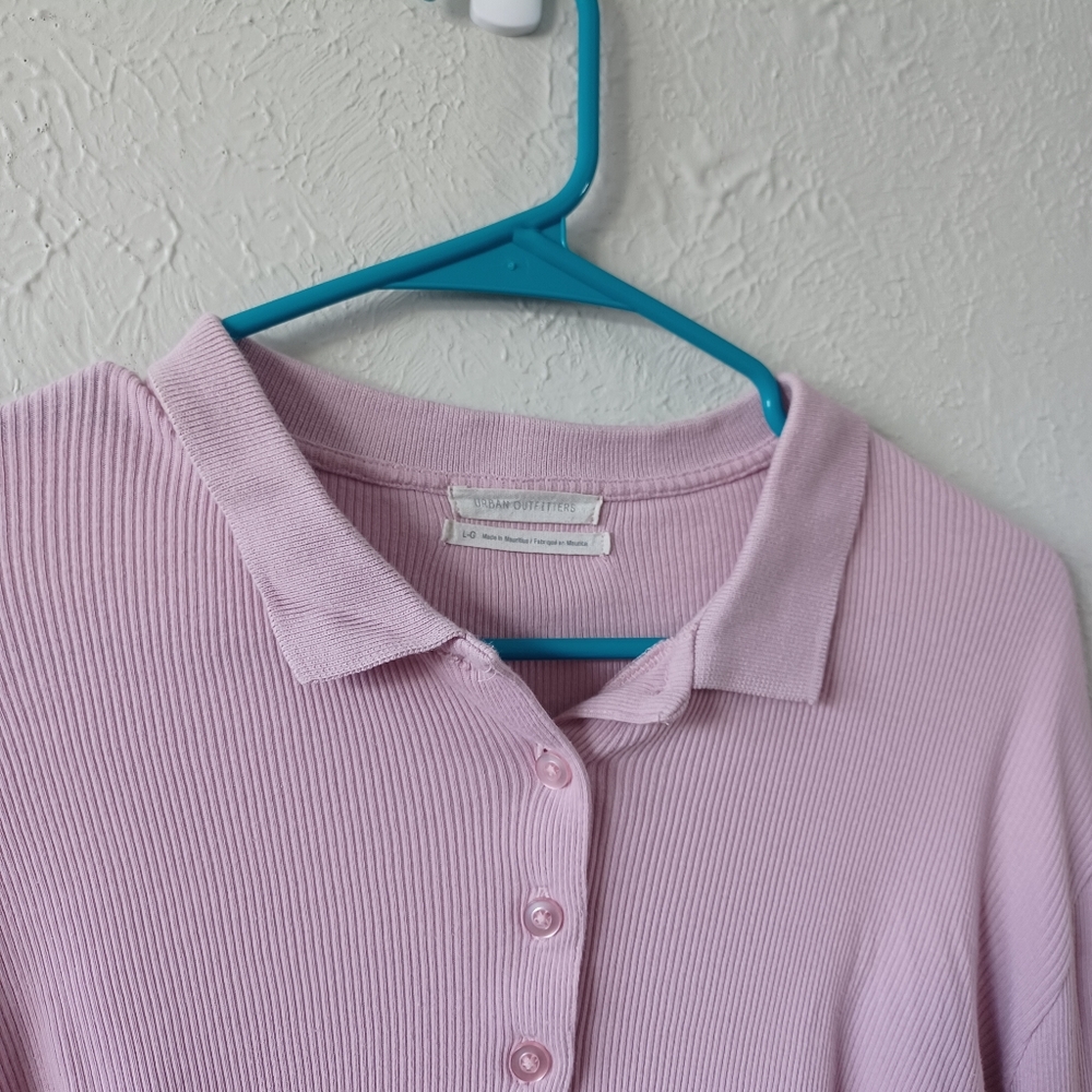 Urban Outfitters Collared Button Up Long Sleeve Knit Crop top